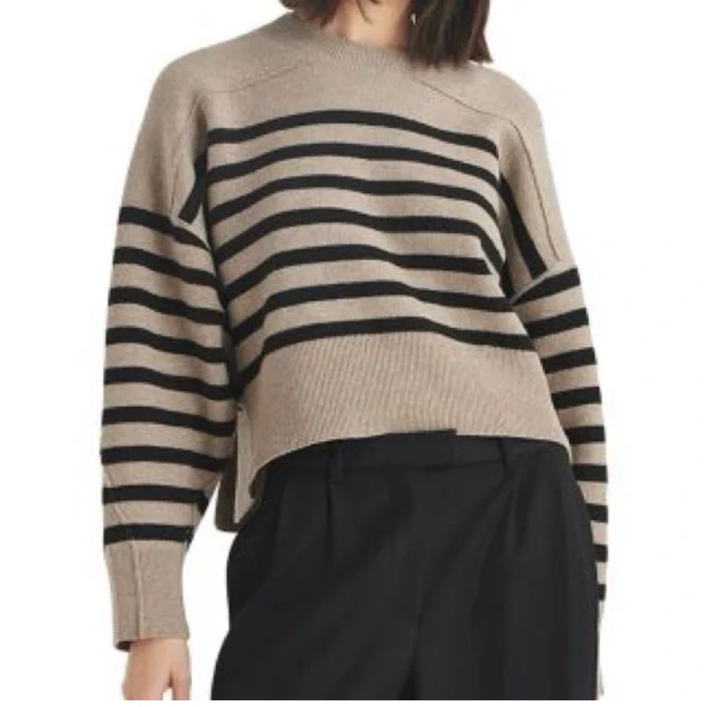 NWT House of Harlow 1960 Tan and Black Striped Sweater